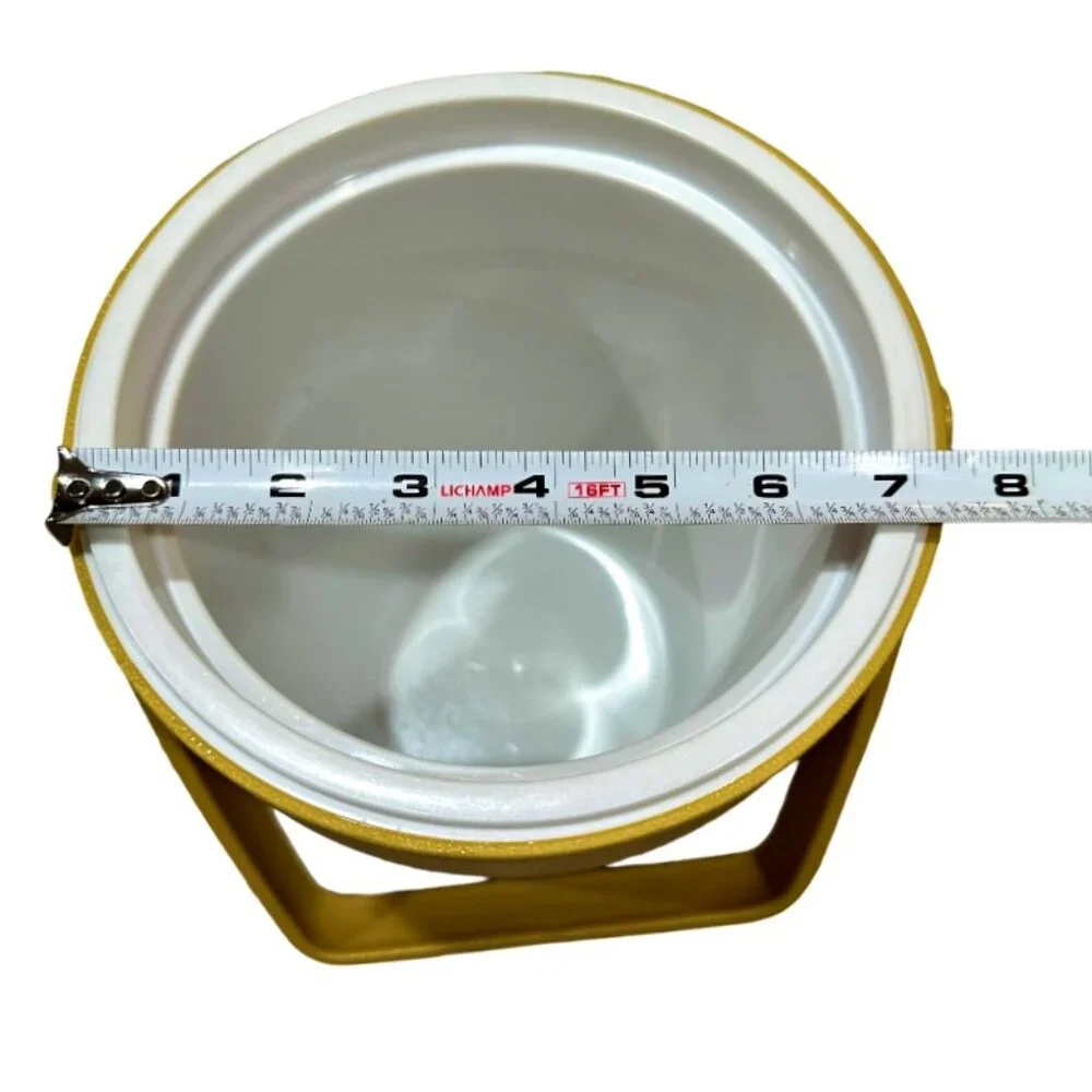 Vintage 1970s Rubbermaid Ice Bucket Harvest Gold 2260 Snowflake Lid Retro 9 Inch